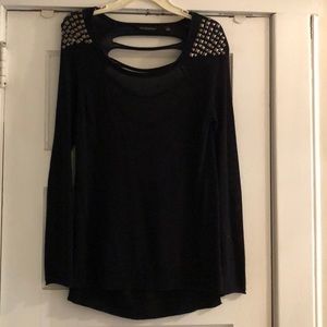 Black sheer long sleeve studded sweater